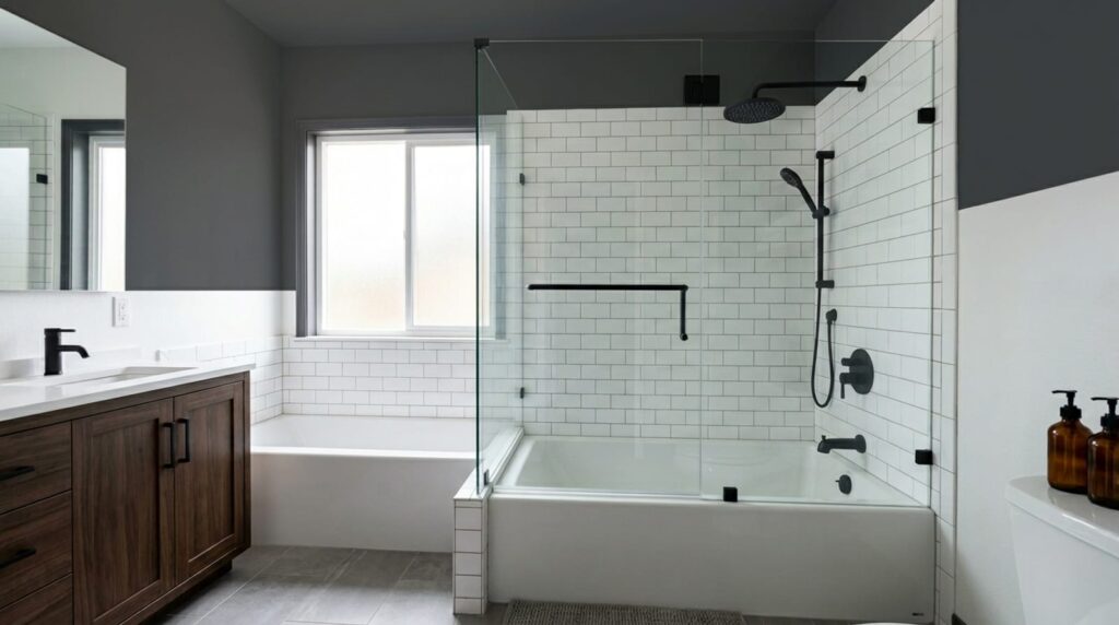 Tub-to-shower conversion in a Fort Collins bathroom