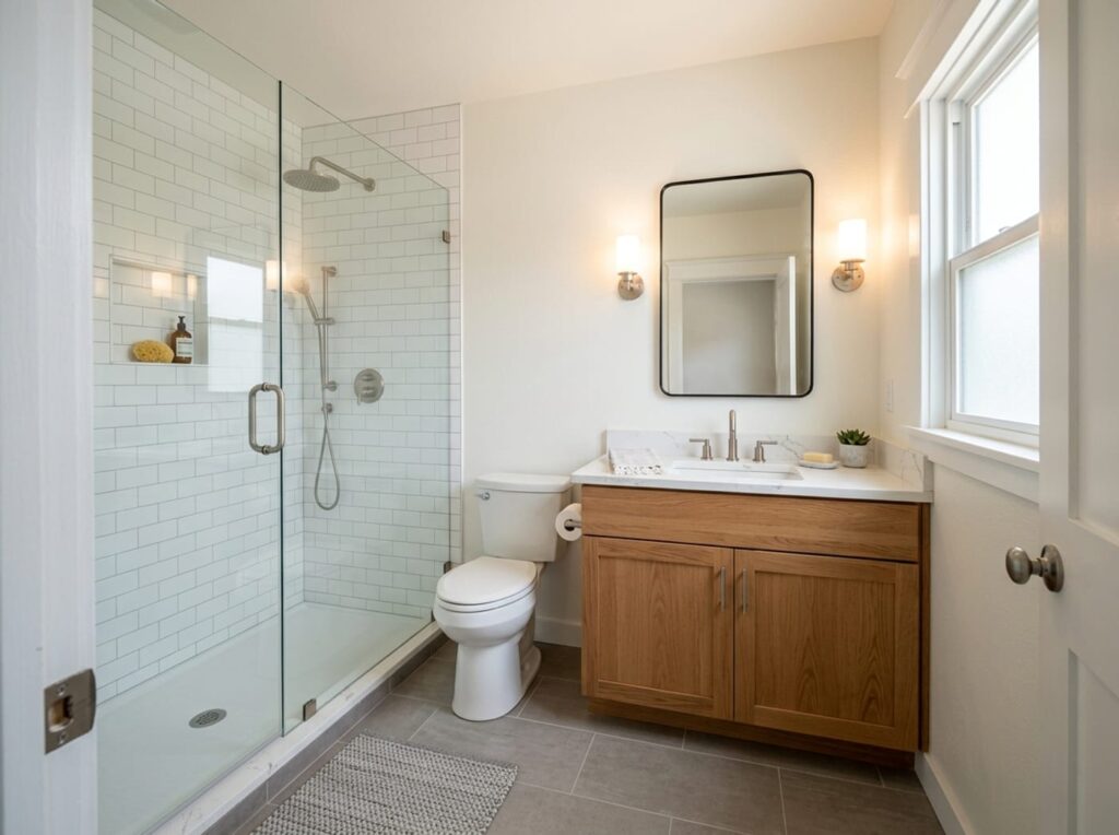 Tub-to-shower conversion in an older Greeley home