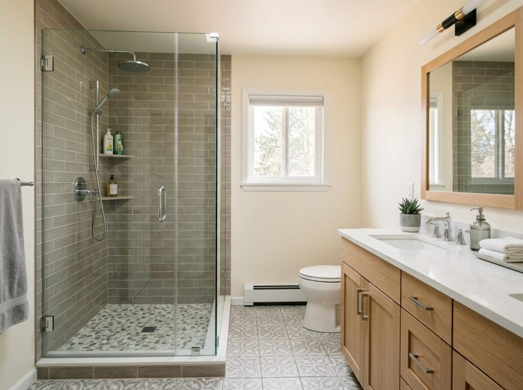 Remodeled bathroom in a wellington Colorado home